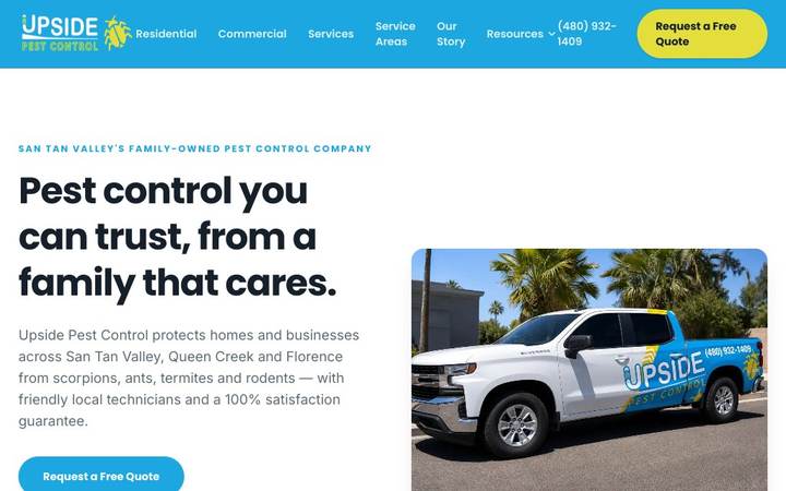 Upside Pest Control website